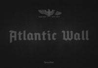 Gray font across center of black landscape cover, with Nazi eagle to top, of 'Atlantic Wall', by Hannibal Books.