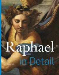 Book cover of Stefano Zuffi's Raphael in Detail, with a painting titled Saint Michael the Archangel And Satan. Published by Ludion.