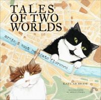 Book cover of Tales of Two Worlds, with two cats on top of a map of Florence. Published by Alias.