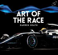 Lewis Hamilton in F1 car 44, on black cover of 'Art of the Race - V17', by Art of Publishing Limited.