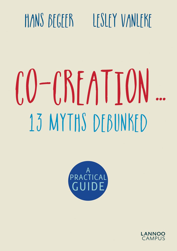Cream cover of 'Co-Creation... 13 Myths Debunked', by Lannoo Publishers.