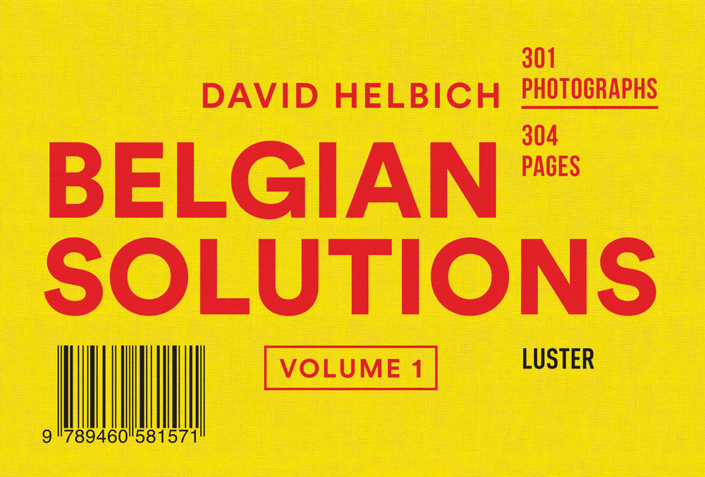 Capitalised red font on yellow landscape cover of 'Belgian Solutions Volume 1', by Luster Publishing.