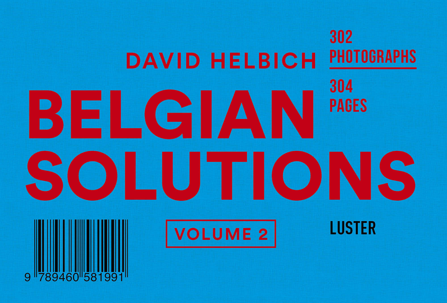 Capitalised red font to blue landscape cover of 'Belgian Solutions Volume 2', by Luster Publishing.