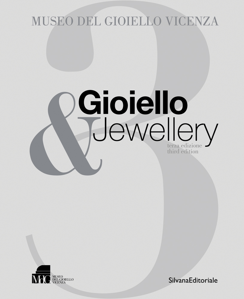 Gioiello & Jewellery in grey and black font to centre, large pale grey 3 on whole of cover, by Silvana