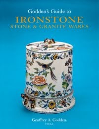 Porcelain vessel with lid, painted with flowers and birds, on cover of 'Godden's Guide to Ironstone, Stone & Granite Wares', by ACC Art Books.