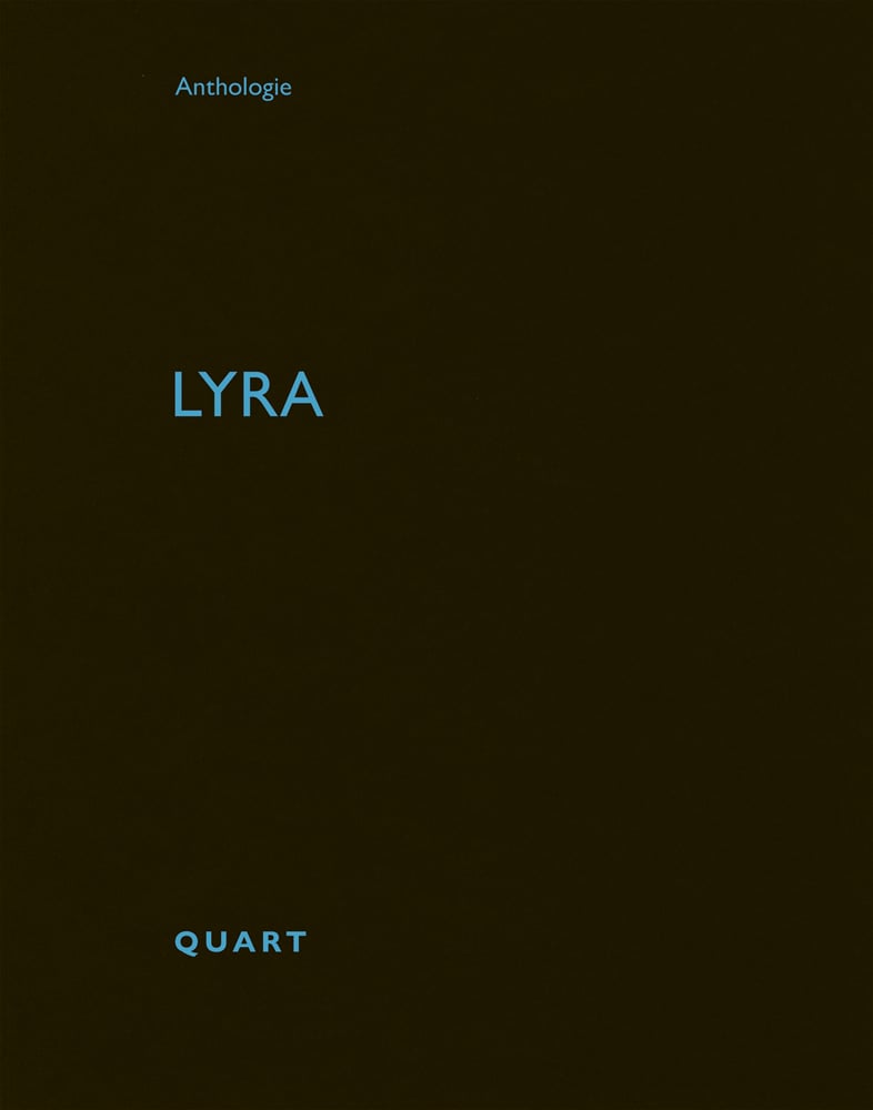 Anthologie, LYRA, QUART, in pale blue font to black cover, by Quart Publishers.