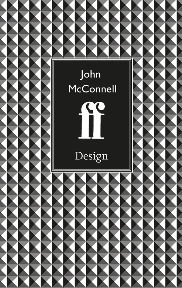 Black, grey and white square studded design, on cover of 'John McConnell FF Design', by ACC Art Books.