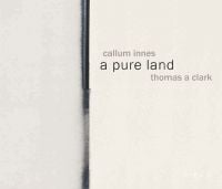 Vertical bleeding black paint line to center of cream cover of 'Callum Innes – a pure land', by Circa Press.