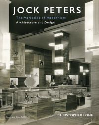 Jewelry department store outfit with illuminated square sections on cover of 'Jock Peters, Architecture and Design, The Varieties of Modernism', by Bauer and Dean Publishers.