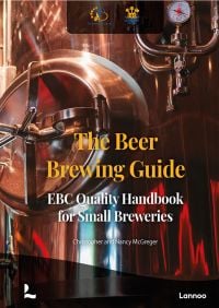 Close up of copper beer vat and thermostat, on cover of 'The Beer Brewing Guide', The EBC Quality Handbook for Small Breweries', by Lannoo Publishers.
