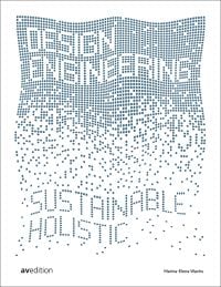 Tiny blue squares on white cover of 'Design Engineering, Sustainable and Holistic', by Avedition Gmbh.