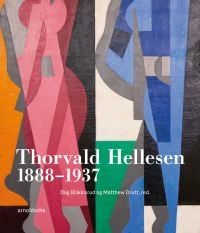 Multicolored abstract painting with sharp, organic shapes on cover of 'Thorvald Hellesen, 1888-1937' by Arnoldsche Art Publishers.