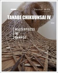 Large wave-like bamboo installation sculpture, on cover of 'Tanabe Chikuunsai IV Masterpieces in Bamboo', by ACC Art Books.