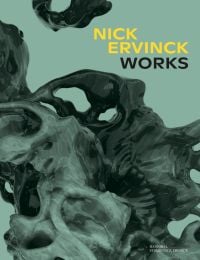 Glazed ceramic organic sculpture on pale green cover of 'Nick Ervinck, Works, GNI_RI_2022', by Hannibal Books.