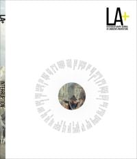 List of contents, on white cover, around a circle exposing painting, of 'LA+ Interruption', by ORO Editions.