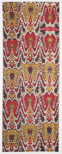 Patterned ikat textile, on cover of 'Global Ikat' by Hali Publications.