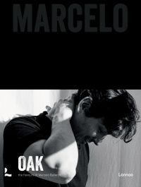Michelin star Chef Marcelo Ballardin leaning forward with right hand on back of neck, on cover of 'Oak. Marcelo', by Lannoo Publishers.