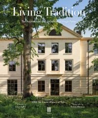 Book cover of Clive Aslet's Living Tradition: The Architecture and Urbanism of Hugh Petter, with building with a stone façade. Published by Triglyph Books.