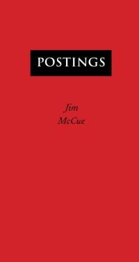 Red cover of Jim McCue's 'Postings', by Pallas Athene.