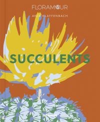 Flowering yellow cactus on orange cover of 'Succulents', by teNeues Books.