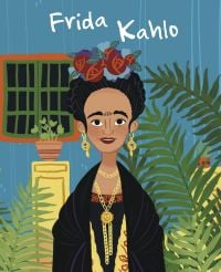 Book cover of Frida Kahlo from the Genius series, with the Mexican painter in black robe and gold jewellery. Published by White Star.