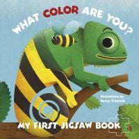 Book cover of My First Jigsaw Book: What Color Are You?, with a curly-tailed lizard on tree branch. Published by White Star.