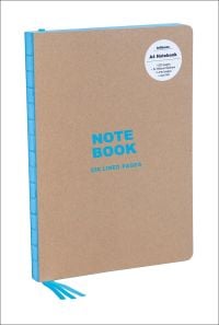 Blue font to centre of brown Kraft and Blue A4 Notebook', by teNeues Stationery.