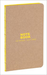Bright yellow font to centre of brown Kraft and Yellow Small Bullet Journal, by teNeues Stationery.