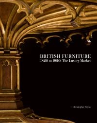 Book cover of British Furniture 1820 to 1920: The Luxury Market, with the underneath of gothic style carved table with single center leg. Published by ACC Art Books.