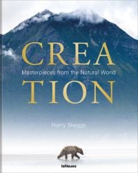 Book cover of Harry Skeggs' Creation: Masterpieces from the Natural World, with a brown bear walking past a mountain. Published by teNeues Books.