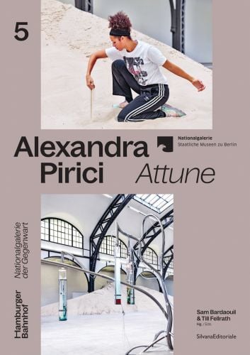 Book cover of Alexandra Pirici: Attune, with museum interior hall. Published by Silvana.