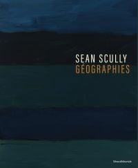 Book cover of Sean Scully: Géographies, with a dark blue landscape. Published by Silvana.