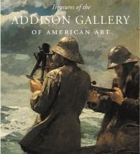 Book cover of Treasures of the Addison Gallery of American Art, with a painting of Winslow Homer's Eight Bells, featuring two sailors determining their ship's latitude. Published by Abbeville Press.