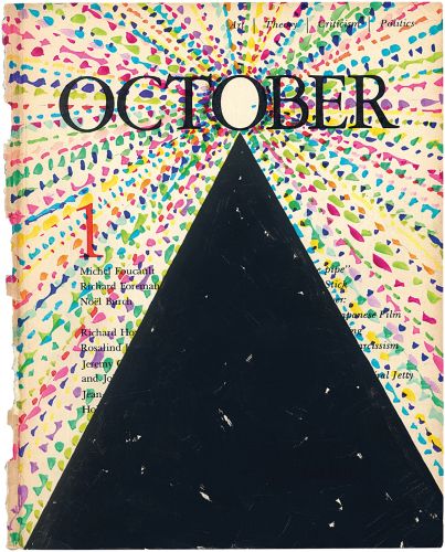 Book cover of David Batchelor: The October Colouring-In book, with a multi-coloured carnivalesque drawing. Published by Ridinghouse.