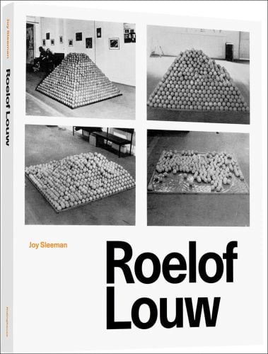 Book cover of Roelof Louw: British Sculpture since 1960, with installation sculptures of pyramids made with small ball-shaped objects. Published by Ridinghouse.