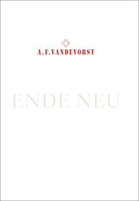 Capitalised red font on white cover of 'A.F.Vandevorst, Ende Neu', by Hannibal Books.