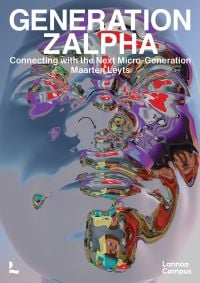 Book cover of Maarten Leyts's Generation Alpha in Beta, Kidsmarketing in a Changing World, with digital artwork of 3D face. Published by Lannoo Publishers.