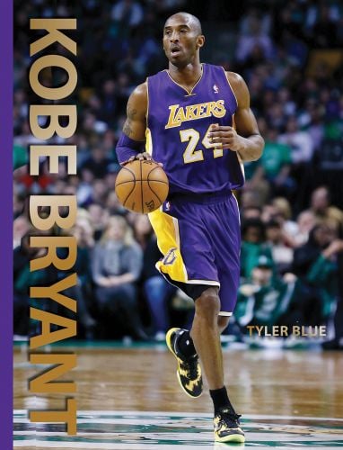 Book cover of Kobe Bryant, featuring the American basketball shooting guard in action on the court for the LA Lakers. Published by Abbeville Press.