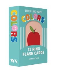 Box of Strolling With Colors: 12 Ring Flash Cards, with a large red apple. Published by White Star.