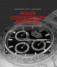 Black book cover of Rolex Cosmograph Daytona, Vol. 2: Self-Winding Models (From 1988), featuring a silver, black faced Rolex watch. Published by Watchprint.com.