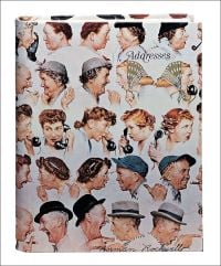 Cover of Norman Rockwell Address Book, featuring illustrations of heads of people talking on the phone. Published by Abbeville Press.