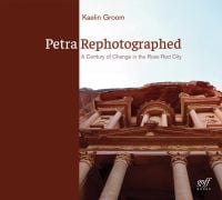 Book cover of Petra Rephotographed: A Century of Change in the Rose Red City, featuring a temple. Published by ORO Editions.