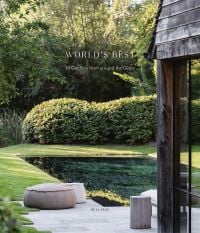 Book cover of World's Best: 50 Gardens from Around the Globe, featuring a landscaped garden with a small pond. Published by Beta-Plus.