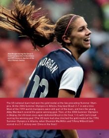 Book cover of Alex Morgan, featuring the American footballer in red kit, celebrating scoring a goal. Published by Abbeville Press.