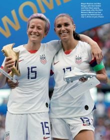 Book cover of Alex Morgan, featuring the American footballer in red kit, celebrating scoring a goal. Published by Abbeville Press.