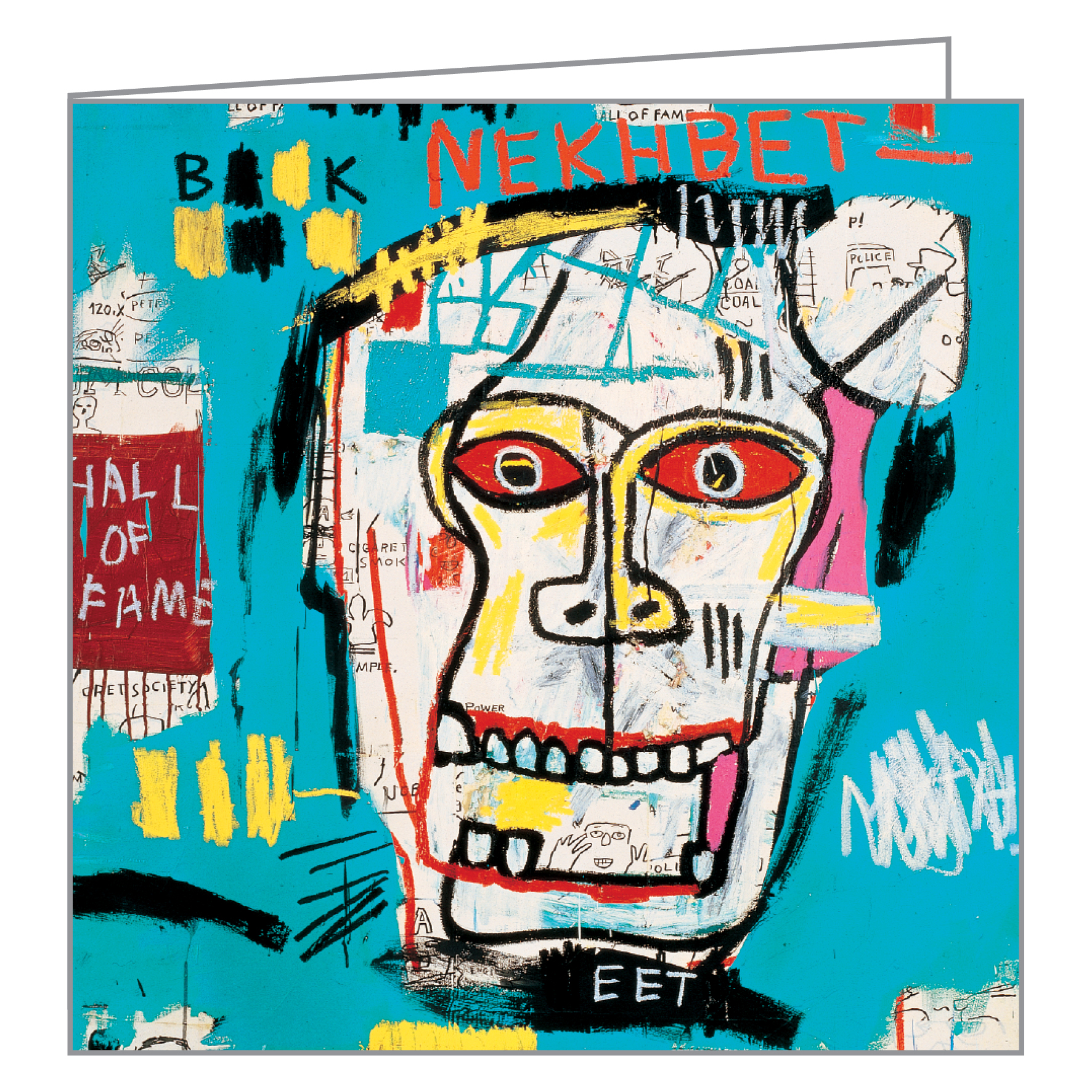 Jean-Michel Basquiat's skull graffiti artwork, on notecard box, by teNeues stationery.