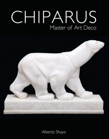 Book cover of Chiparus Master of Art Deco Alberto Shayo, with a white stone carved sculpture of Polar bear on plinth by Demétre Chiparus. Published by ACC Art Books.