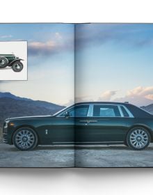 Book cover of Rolls-Royce Motor Cars, with a black Rolls Royce Dawn with aero cowling. Published by ACC Art Books.