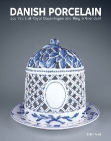 Antique Royal Copenhagen Ice Dome on Porcelain Dish, Blue Fluted, on cover of 'Danish Porcelain', by ACC Art Books.