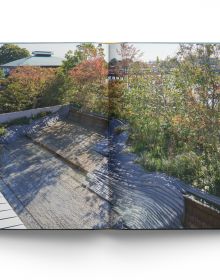 Book cover of Modern Japanese Gardens, with a Japanese garden with stones, pink blossom tree and small bridge. Published by ACC Art Books.